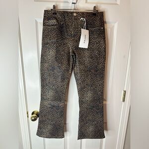 NEW Frame Leopard 28 Le Crop Mini Bootcut Mid Rise Jeans Pants Animal Print $265
